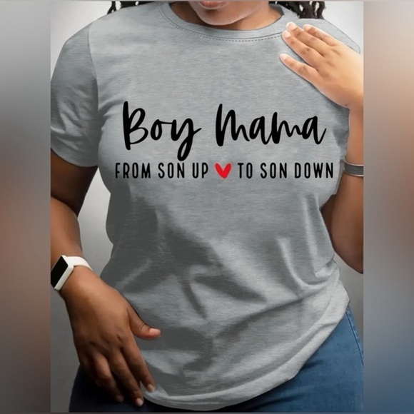 Gray 'Boy Mama' Graphic T-Shirt - Picture 1 of 2